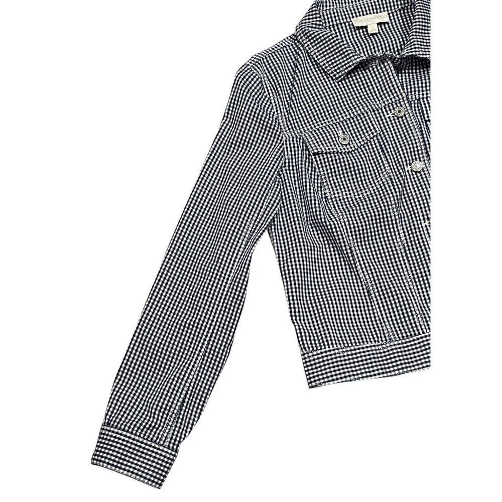 Talbots Lightweight Gingham Jacket Navy White Sma… - image 5